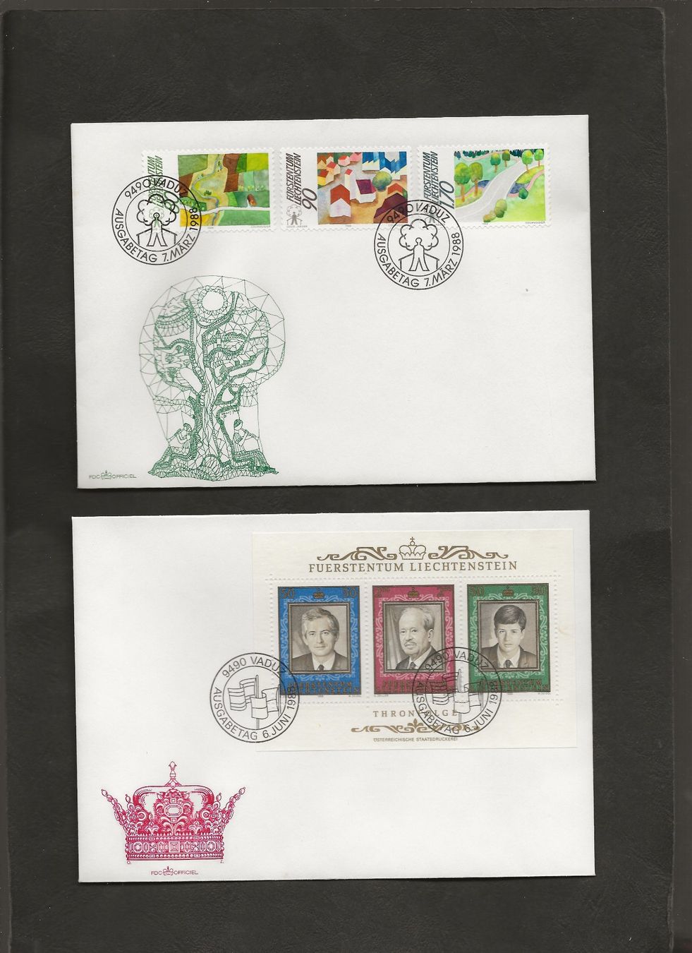 Tutti i francobolli: 16 FDC Liechtenstein 1987 bis 1989 – Usato da Au ZH venduto da xelagreb01 2