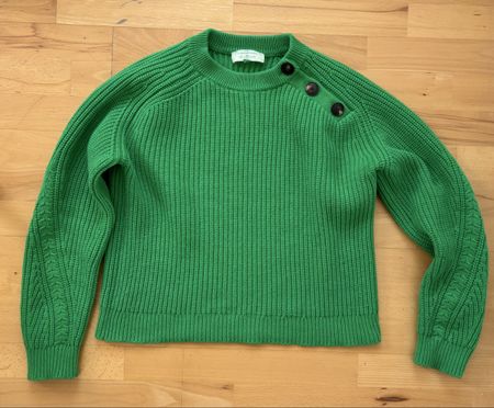 Sezane Jumper Green Size XS Button Detail Used