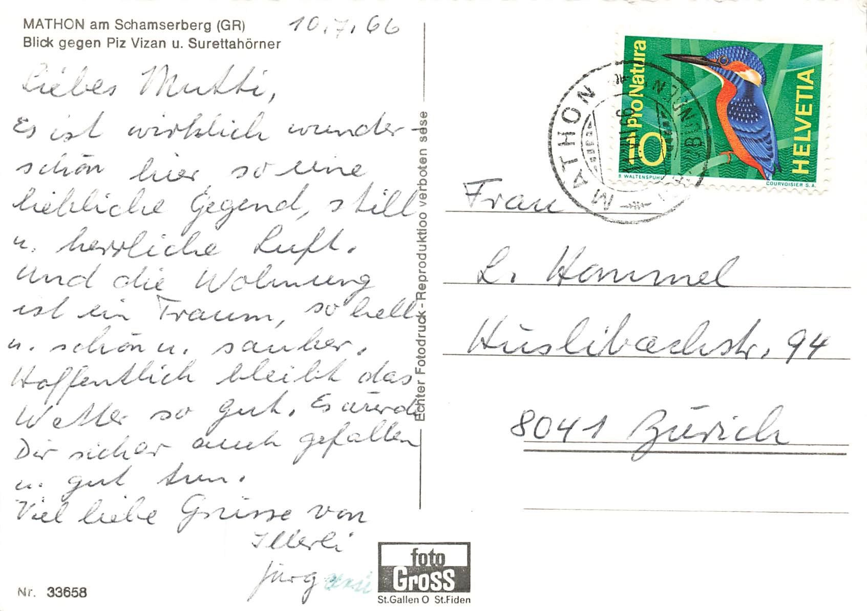 Cartoline postali: Mathon am Schamserberg – Usato da Schwyz venduto da Seffi56 1