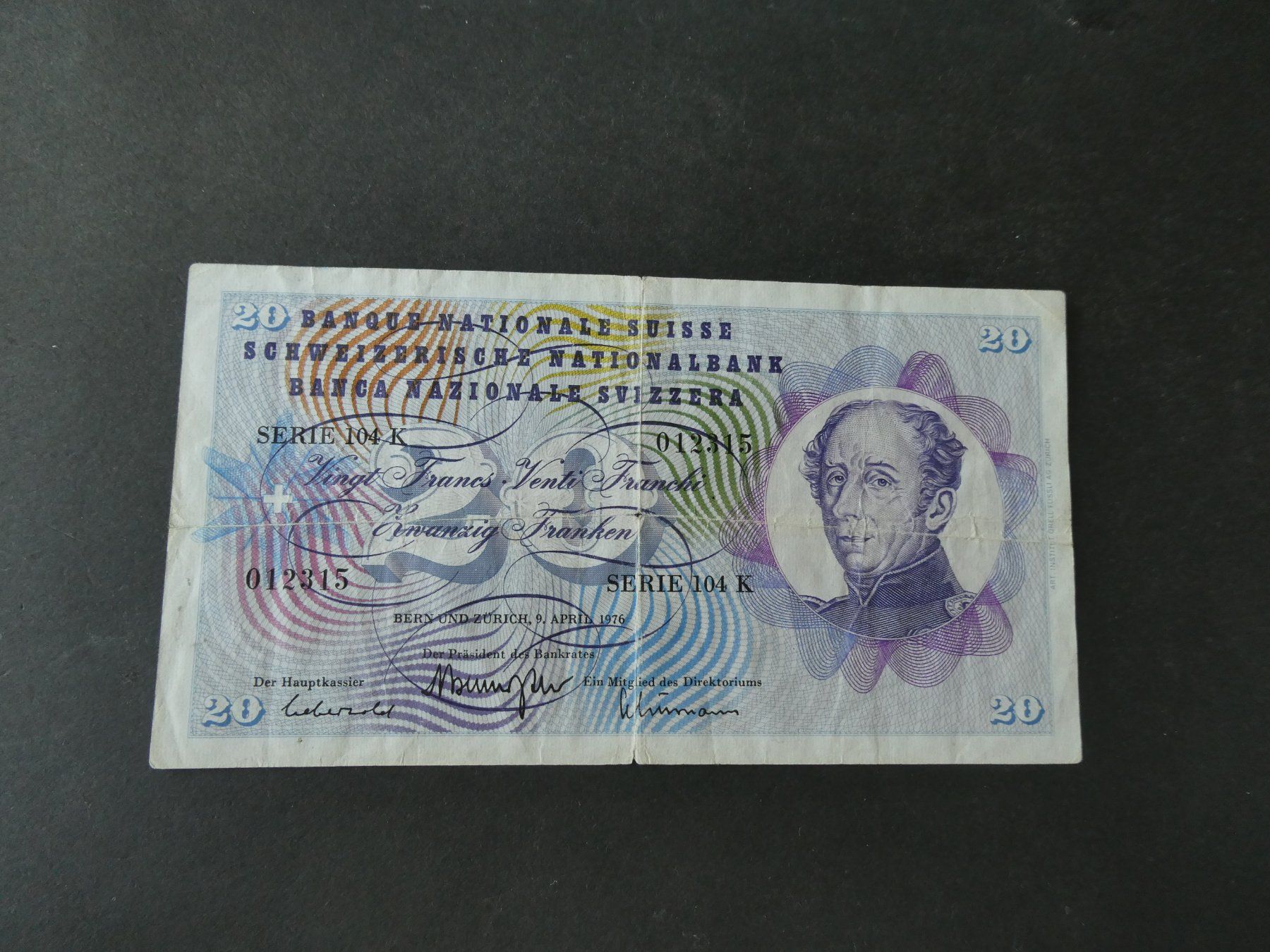 Billets de banque: Schweiz 1976,  20 Franken – D'occasion à Hinterforst par Rohusri