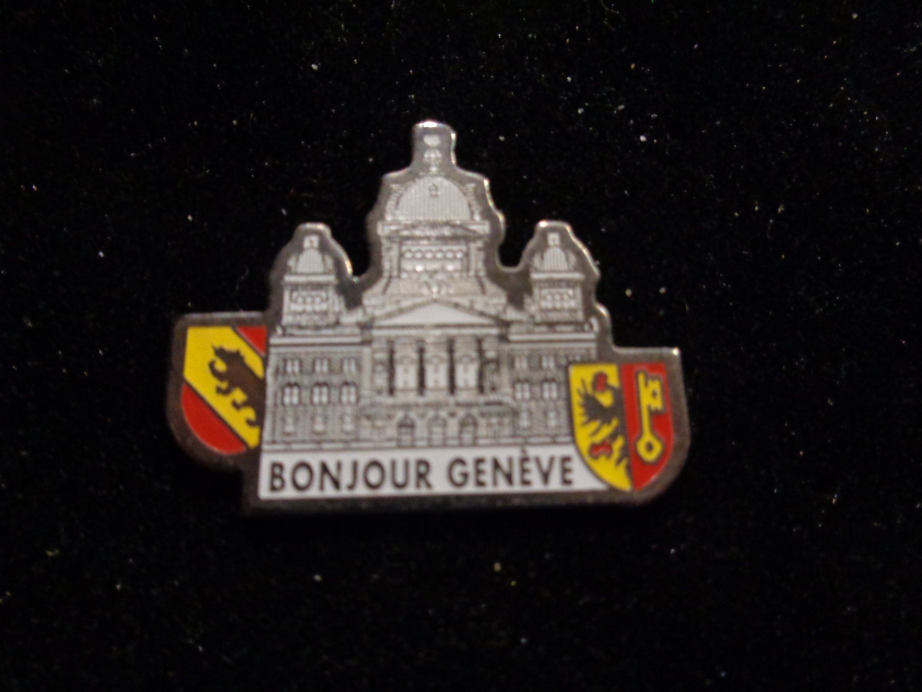 Placchette & Badge: Pin Bonjour Genéve – Usato da Birsfelden venduto da Albatros55