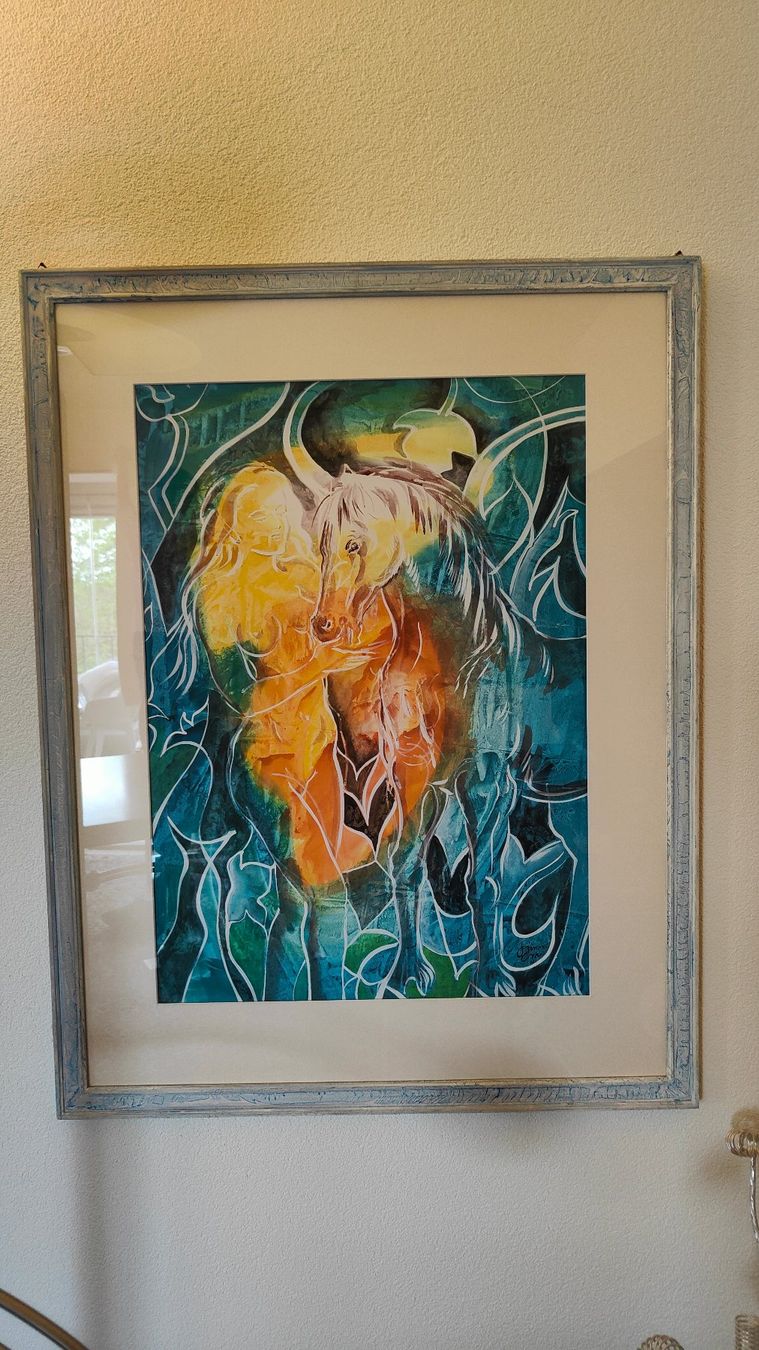 Foto & Immagini: Simone Erni Tempera /Bild, Mädchen mit Pferd, signiert – Usato da Greifensee venduto da Andloe
