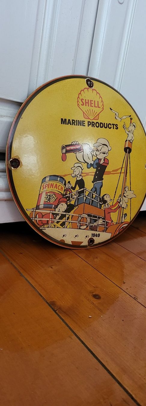 Shell Insegne: Emaille Shell Marine Produkts mit Popeye.. – Usato da Wallenwil venduto da Md111 2