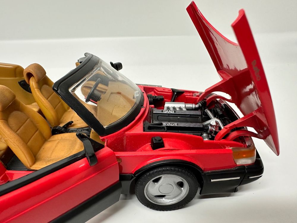 Saab 900 Turbo Cabriolet 1/18 Anson – Jaune, Miniature De Collection Sans Boîte
