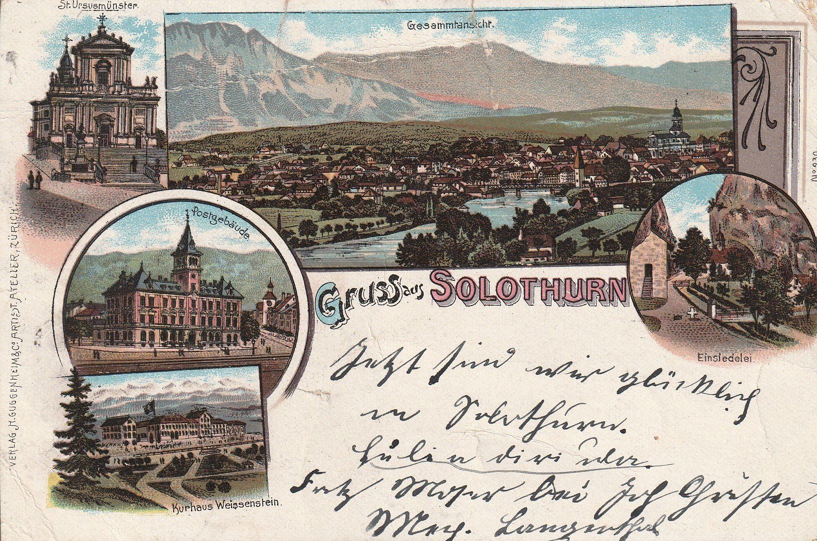 Ansichtskarten: Solothurn-Litho-Karte gelaufen 1899 – Gebraucht aus uttwil von Koehlerfred