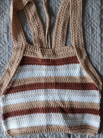 Crochet Crop Top striped handmade size S new