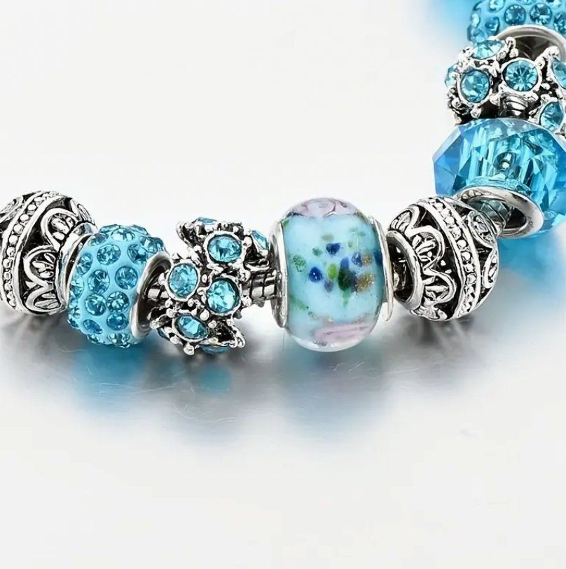 Bracciali & Braccialetti: Blue Rhinestone Beads Bracelet 18 sm – Nuovo e nell'imballaggio originale da Genève venduto da AWWA 4