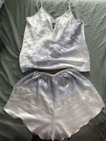 Seidiges Sommer-Pyjama-Set, Gr. S, zartes Lila Muster