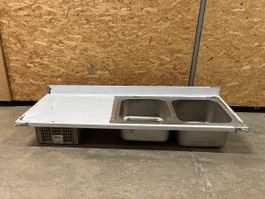 Doppel Abwaschbecken 200 cm Chromstahl