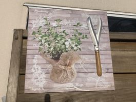 Wandbild Kräuter mit Kräuterschere, Vintage Look, Neuwertig