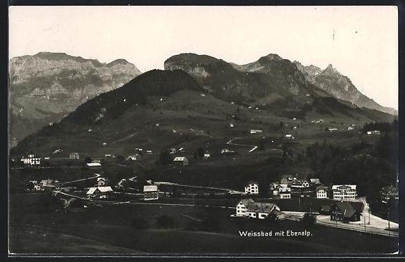 Cartoline postali: AK Weissbad, Ortsansicht mit Ebenalp – Usato da Berlin venduto da bartko-reher