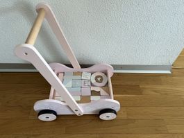 Holz Schiebe-wagen Inkl. 30 Holzbau-steinen
