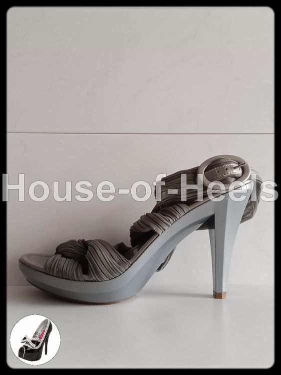 Escarpins Sandales San Marina à Plateau, Talon 12 Cm, Cuir Python Marron - Taille 39 - Occasion TBE