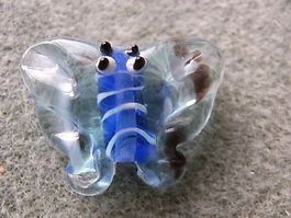 2 Glas Schmetterling 15mm, Flügel transparent innen bunt
