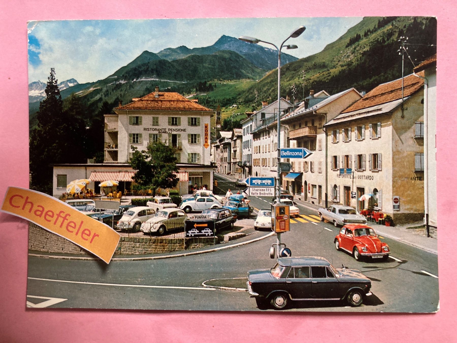 Cartoline postali: 1971 Airolo, Via San Gottardo. – Usato da Zürich venduto da Chaeffeler