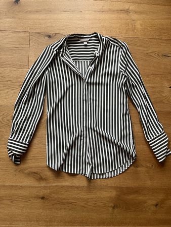 H&M Bluse, gestreift, dunkelgrün/weiss, Gr. 34