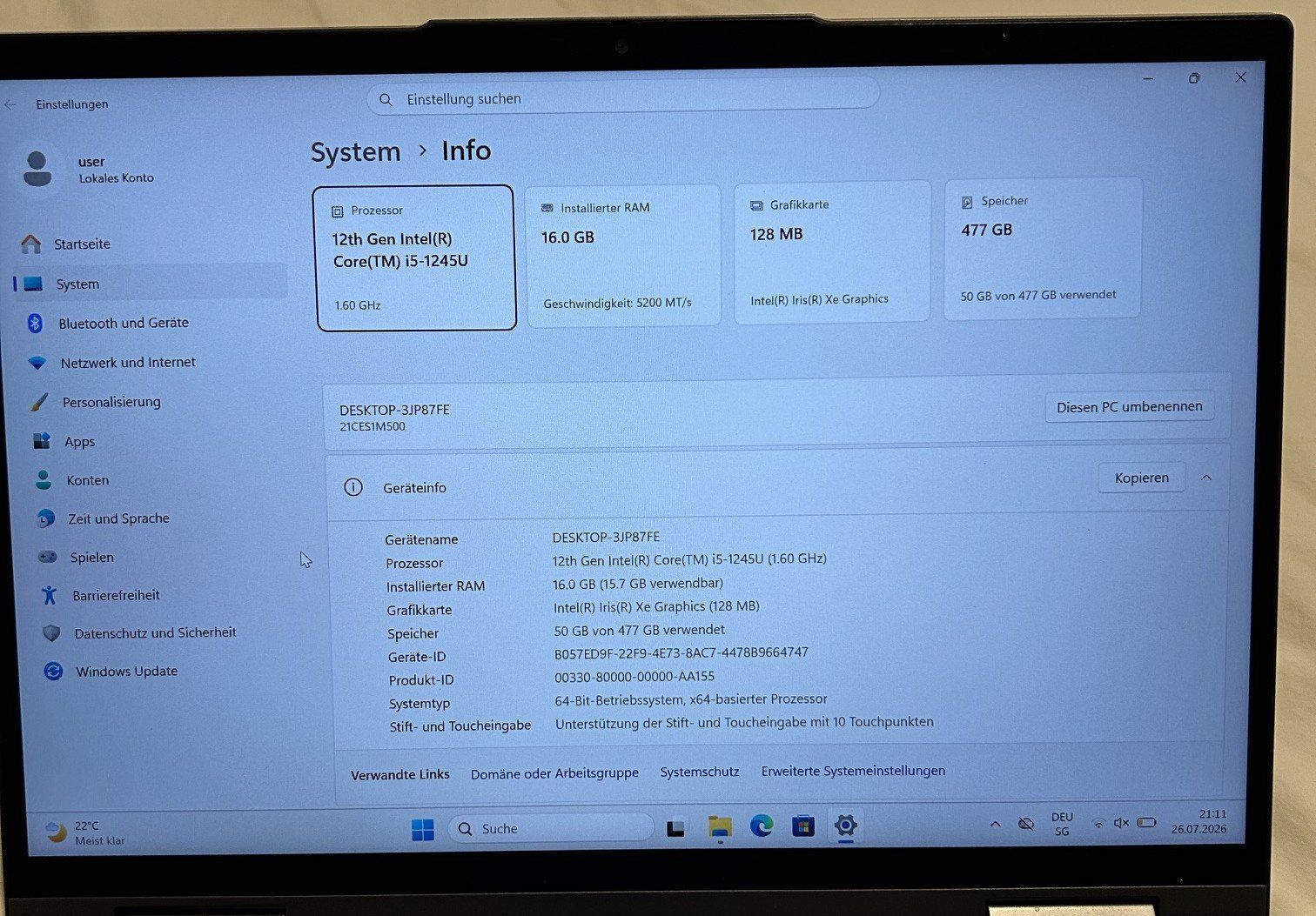 Lenovo Notebooks: Lenovo ThinkPad X1 Yoga Gen 7 – Gebraucht aus Rüti - ZH von Elturco31 2