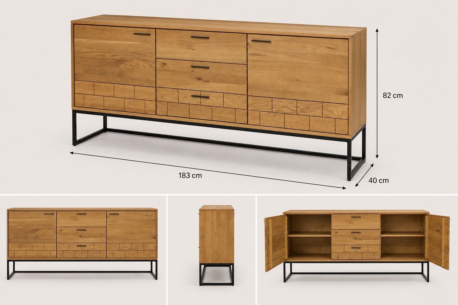 Credenze: 2x Sideboard Eiche massiv, geölt mit Metallgestell - TOP! – Usato da Schupfart venduto da scarysunny88 6