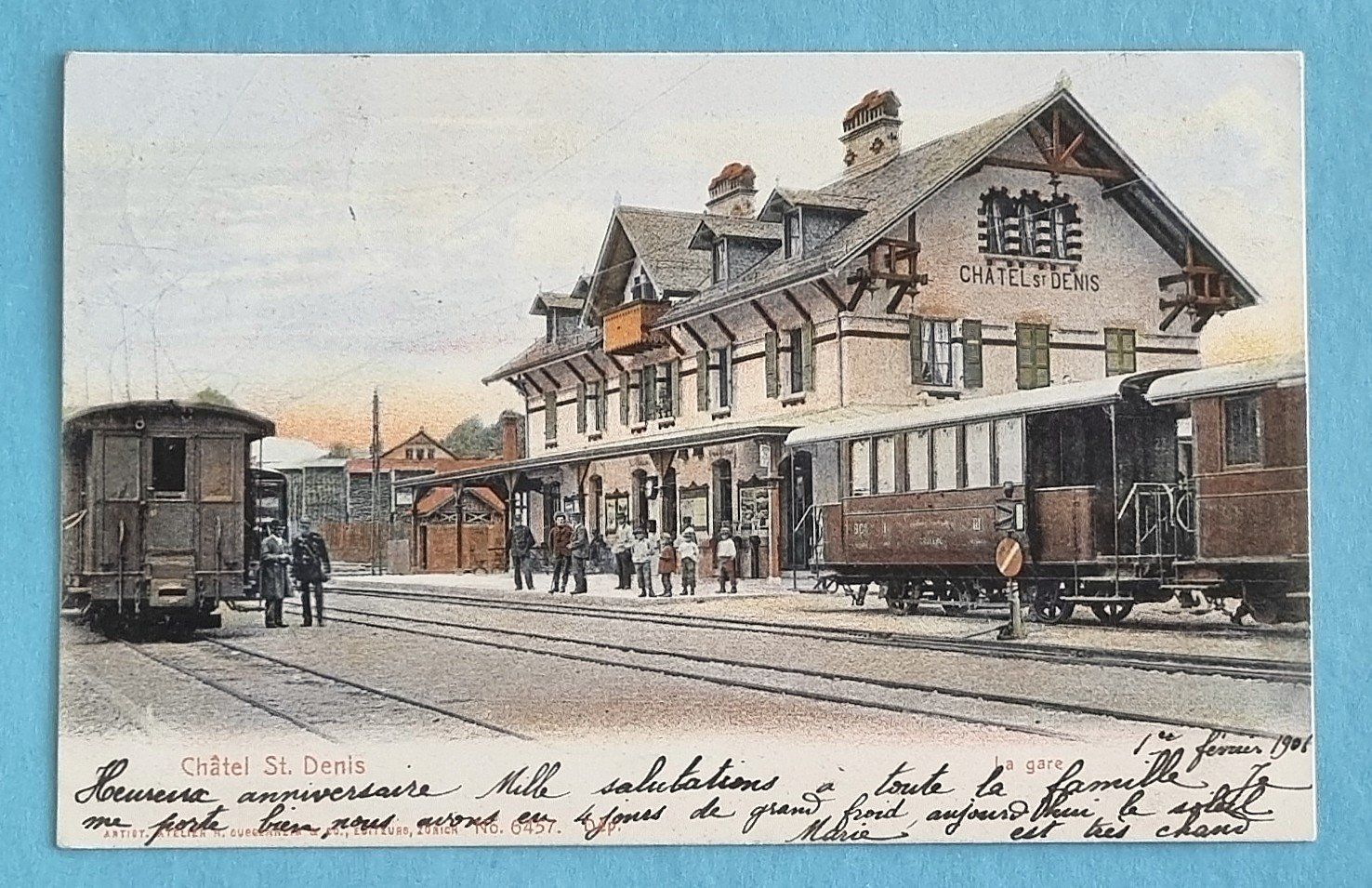 Cartoline postali: Chatel St. Denis - la Gare - Chemin de fer - 1906 – Usato da Rothrist venduto da RROENK