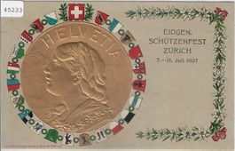 Eidg. Schützenfest Zürich 1907 - Goldvreneli Präge-Litho