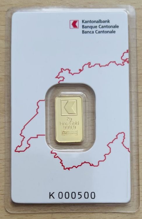 Metalli preziosi: Goldbarren 2 Gramm - Fine Gold 999.9 - Zertifiziert – Nuovo e nell'imballaggio originale da Neuhausen venduto da Hs8