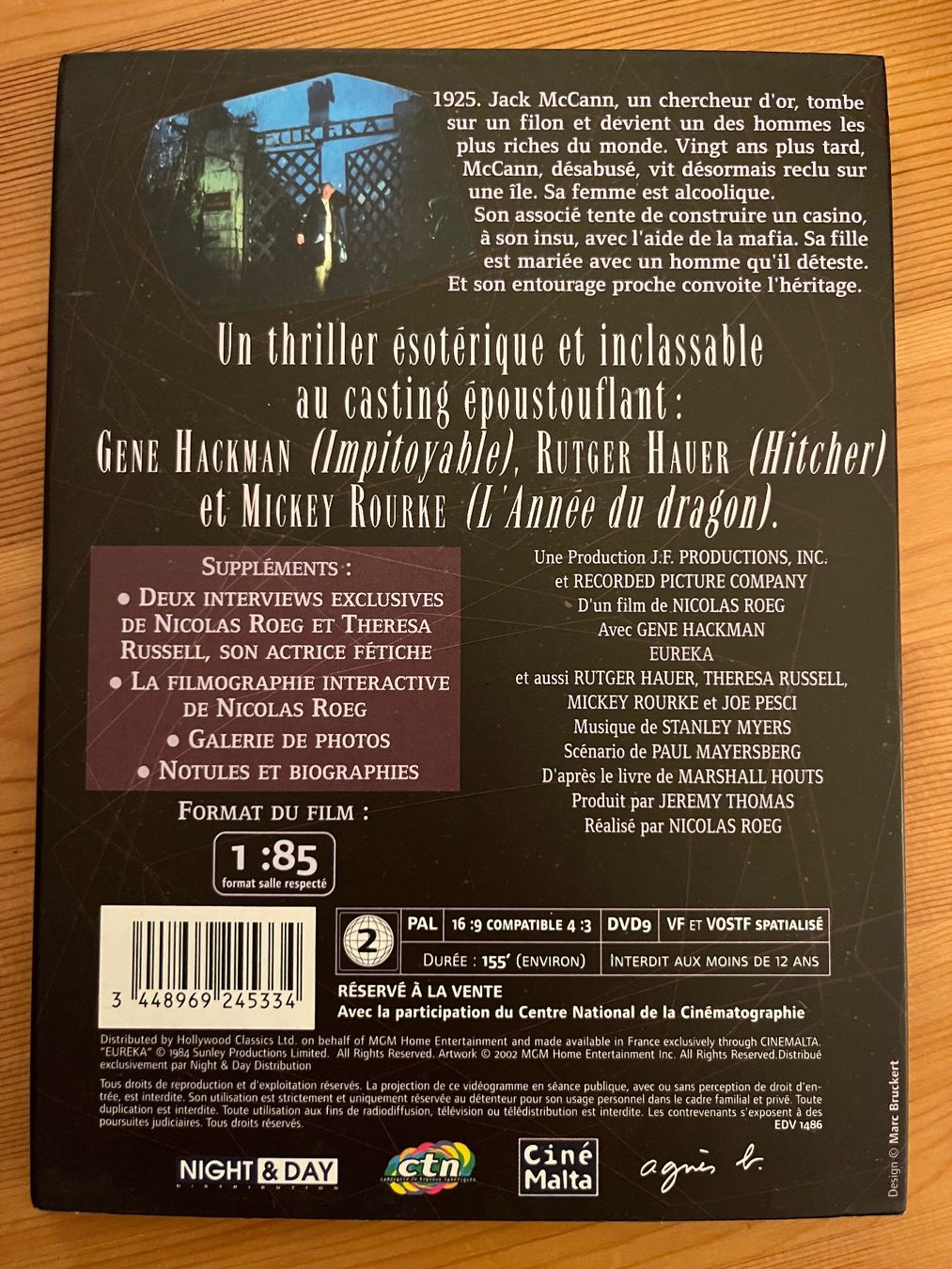 Tutti i DVDs: EUREKA - NICOLAS ROEG - GENE HACKMAN, RUTGER HAUER – Usato da Lausanne venduto da sbar224 1