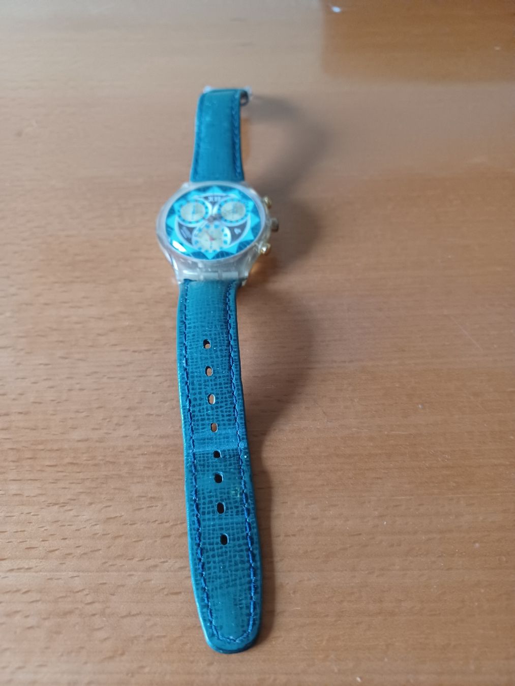 Swatch Uhren: Swatch-Quartzuhr mit grünem Lederband – Gebraucht aus Zürich von rah_r6n6 2