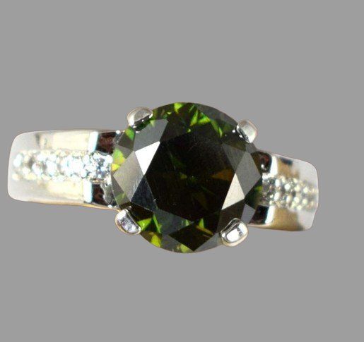 Anelli: Bague en argent 925 Diamant Lab. vert 2 ct. – Nuovo e nell'imballaggio originale da Genève venduto da TradeCH 1