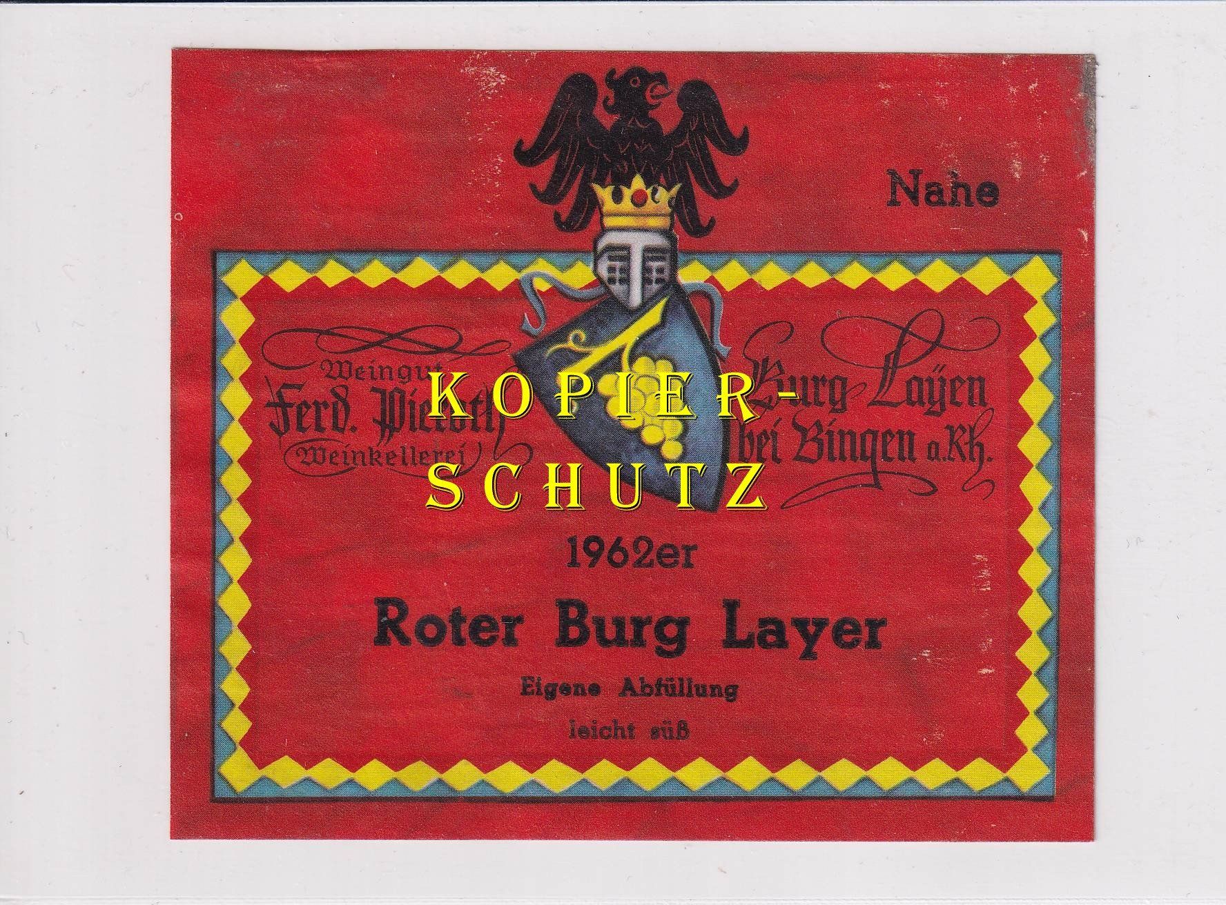 Carta: Etikette - Roter Burg Layer 1962 /bd – Usato da Hombrechtikon venduto da Rudolf07