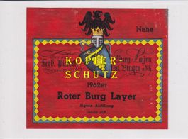 Etikette - Roter Burg Layer 1962 /bd