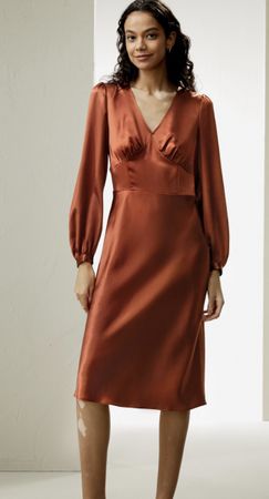 NEU! Elegantes Kleid 100% Seide in burnt orange