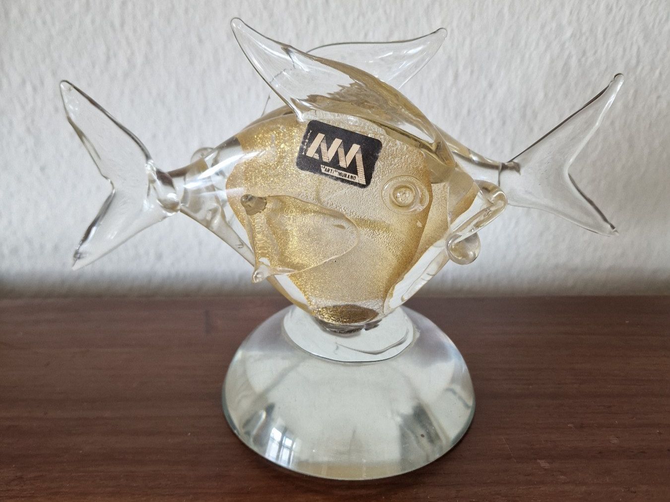 Murano Statuette: Murano Glasfische mit Goldflocken – Usato da steinhausen venduto da eiche09