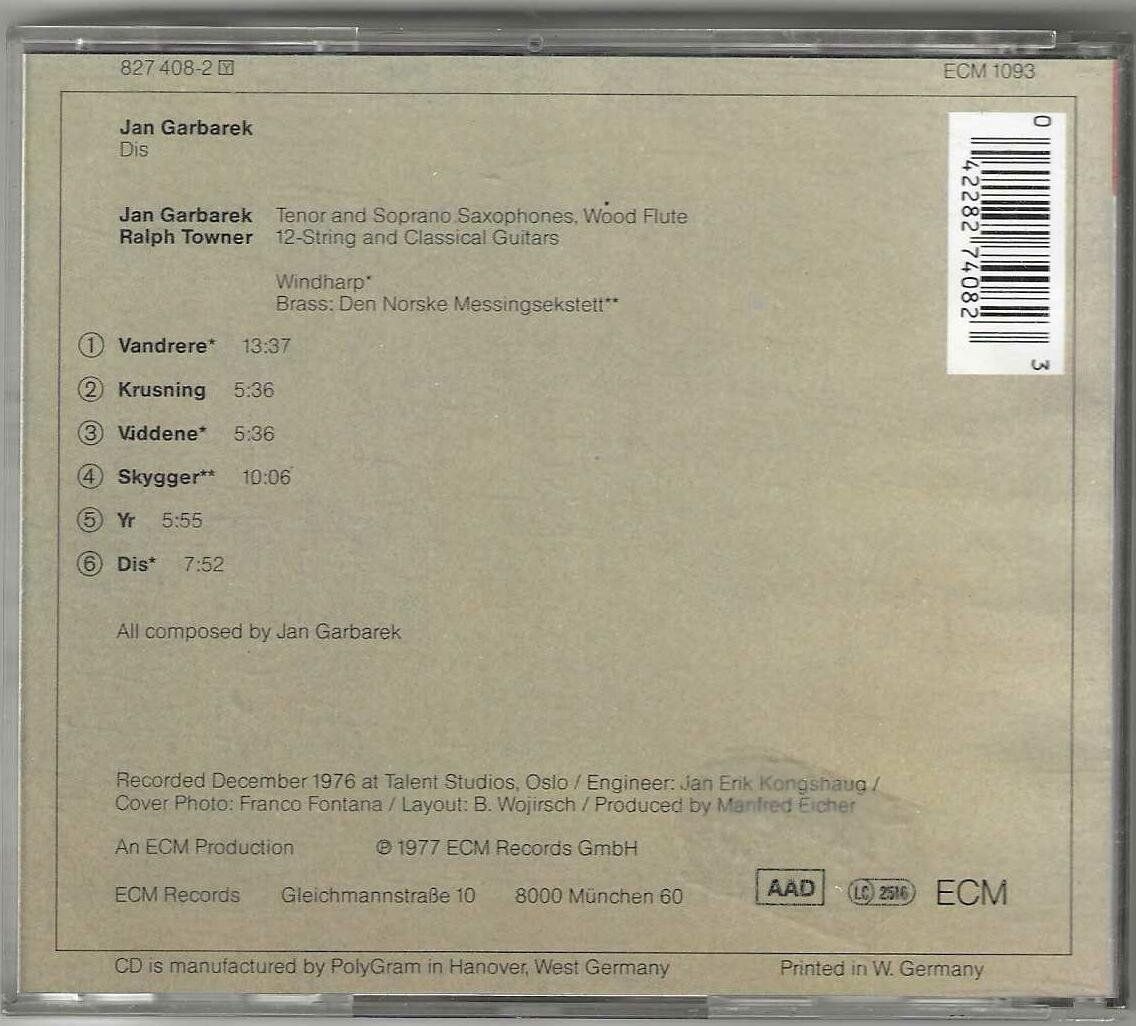 CD: Jan Garbarek – Dis – Usato da Genève venduto da CDLPBookS 1