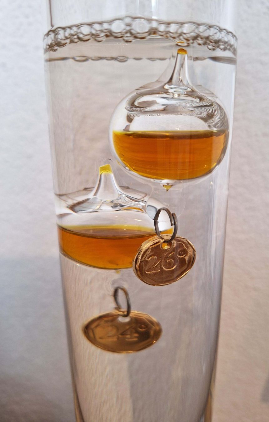 Altro per la casa: GALILEO Glas-Thermometer mit 5 Kugeln cognac – Nuovo (secondo la descrizione) da Niederrohrdorf venduto da Papillon_47 1