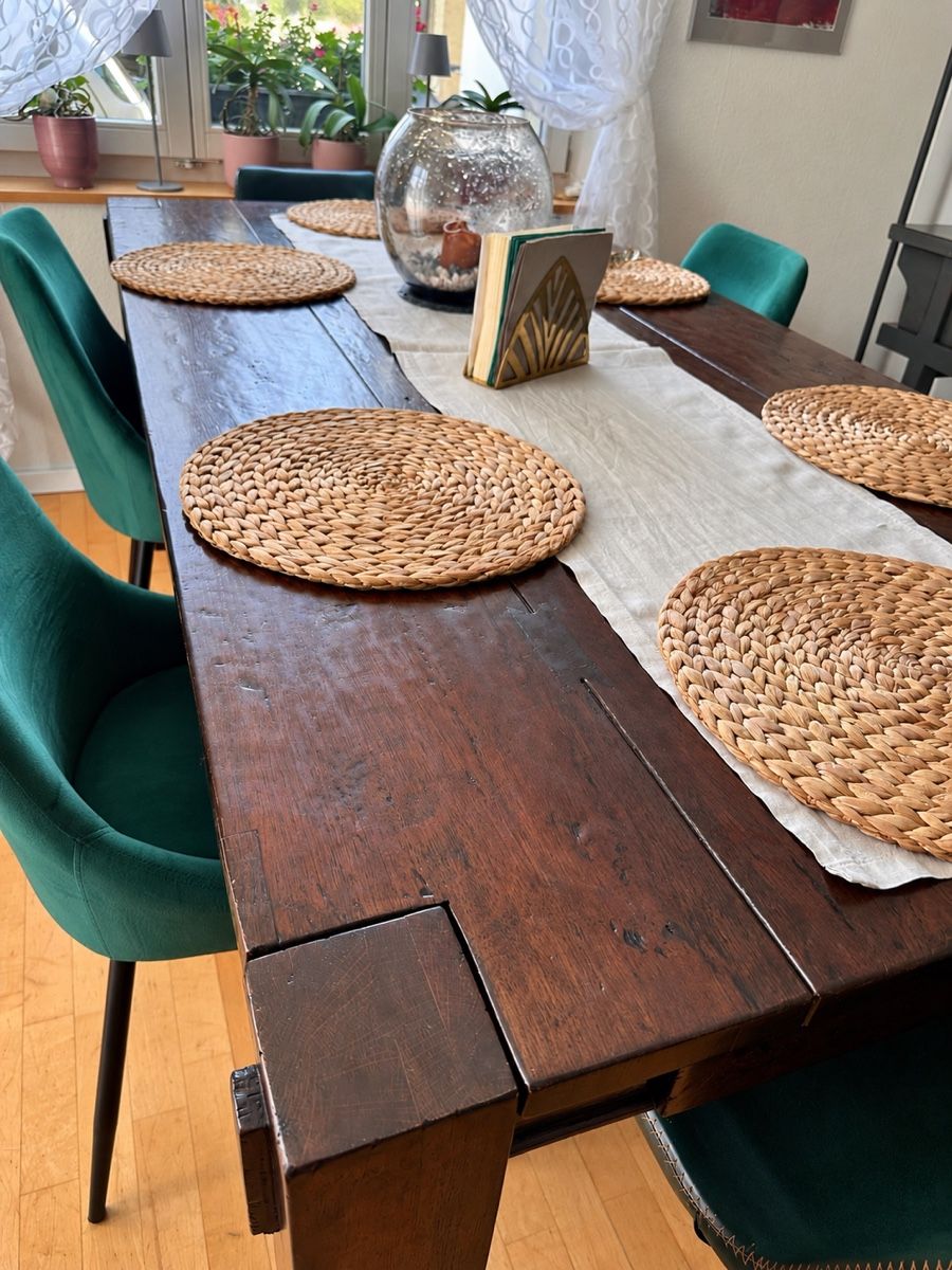 Massivholz-Esstisch 200 × 100 cm mit 2 Schubladen (D'occasion) à ...
