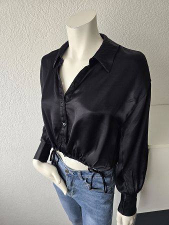 Chemisier ZARA noir satiné T-XS /S