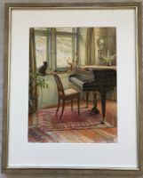 Eugen Zeller (1889-1974) - Buntstiftzeichnung - "Interieur"