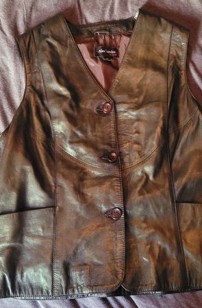 Gilet en cuir véritable Ales Sandro, taille 48, parfait!
