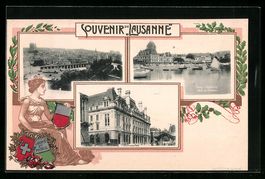 Präge-AK Lausanne, Ortsansicht, Hotel d