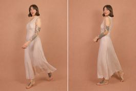 1940s Light Pink Silk Night Gown - Size S