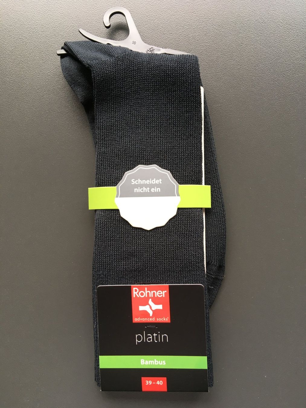 Rohner Socken: Rohner Socken Platin, Grösse 39-40, anthrazit, neu – Neu und originalverpackt aus Zuerich von Dankri