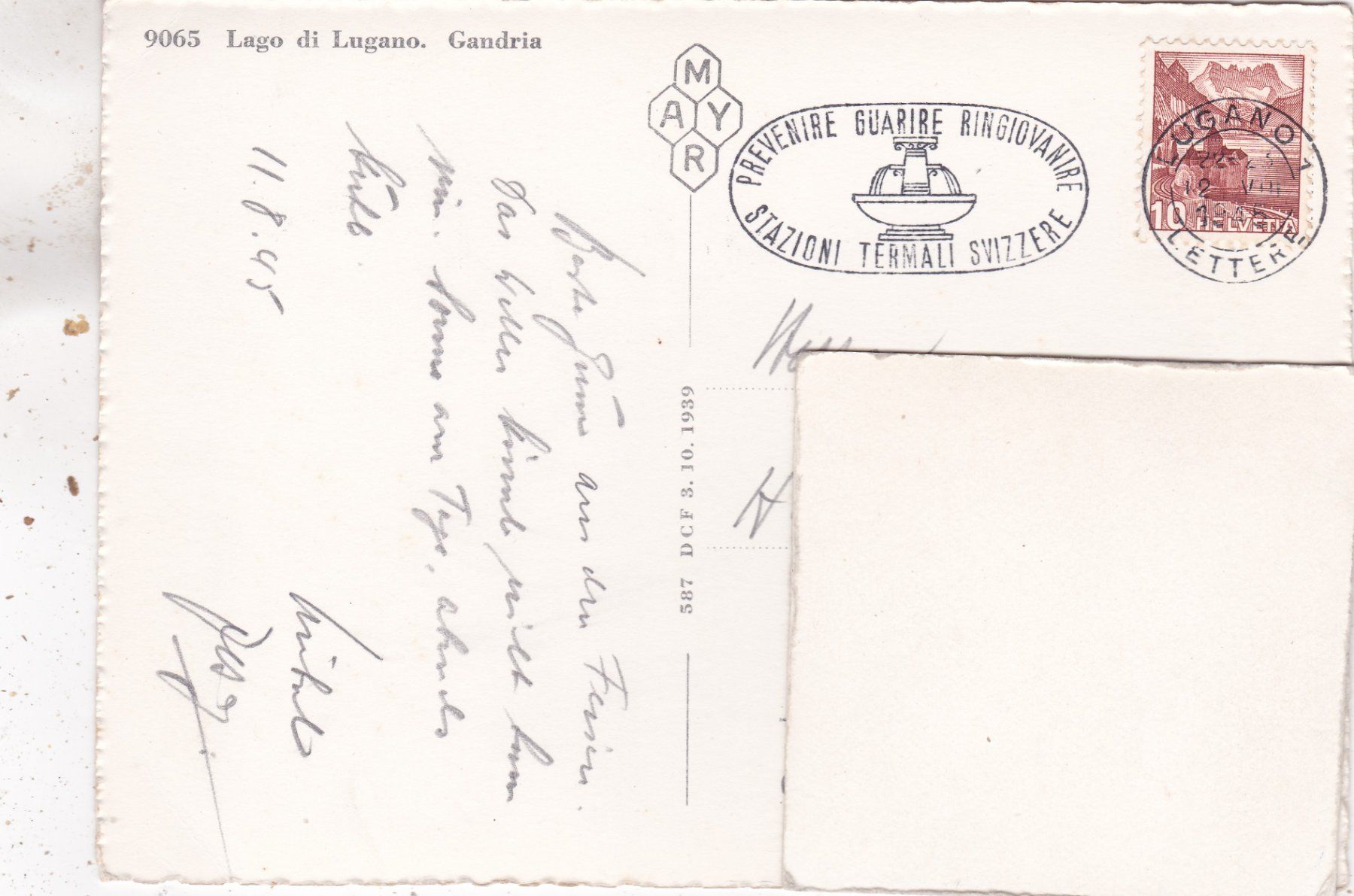 Cartoline postali: Lago di Lugano Gandria 1945 – Usato da Herisau venduto da Lisegrat2008 1