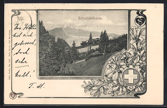 Ansichtskarten: AK Rigi, Schnurtobelbrücke mit Bergbahn – Gebraucht aus Berlin von bartko-reher
