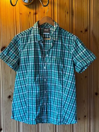 Jack Wolfskin Chemise vert/bleu manche courte taille M