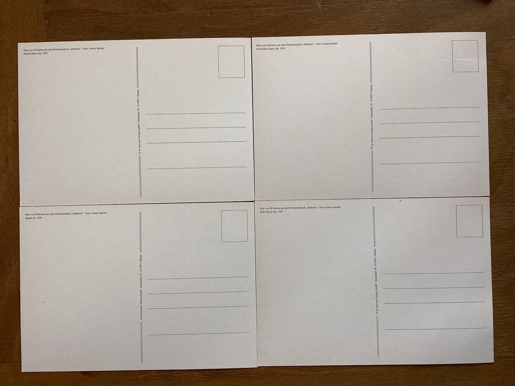 Ansichtskarten: 4 AK Oldtimer Autos im Format 16,3 x 11,5 cm – Gebraucht aus Zürich von tol_b7c7 1
