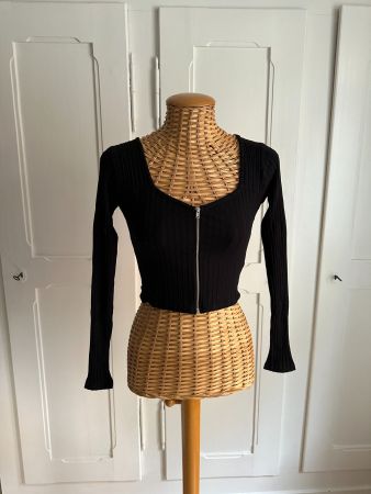 Langarmshirt Jäckchen schwarz XS