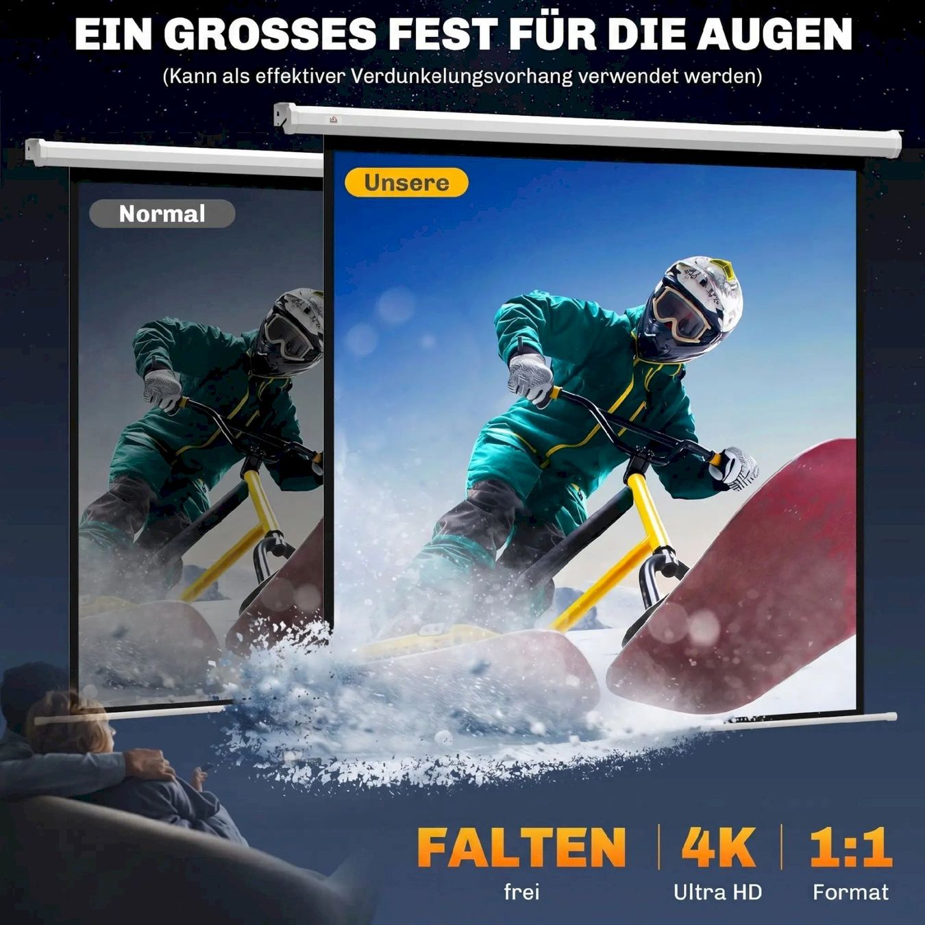 Heimkino: HOMCOM Beamer Leinwand 92” 165x165cm – Neu und originalverpackt aus Bottighofen von zaap 3