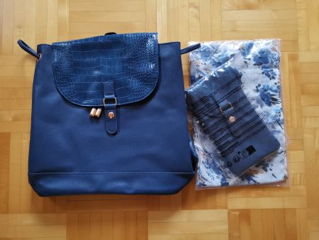 3-er  Set, Rucksack, Händytasche, Schal