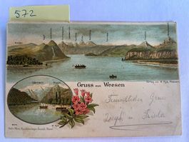 sehr alte Grusskarte aus Weesen, 1903 mit Stempel