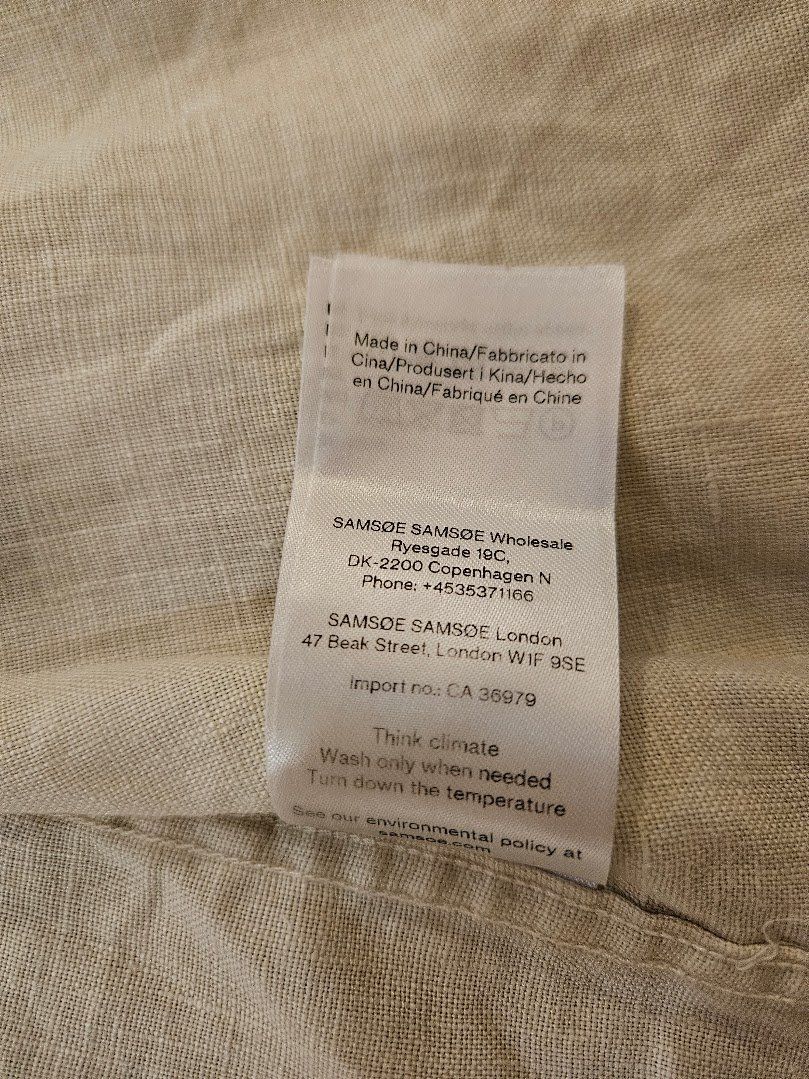 Samsøe Samsøe Camicie: Samsoe Samsoe 100% linen shirt - medium, beige ("oatmeal") – Usato da Luzern venduto da hexagon 3